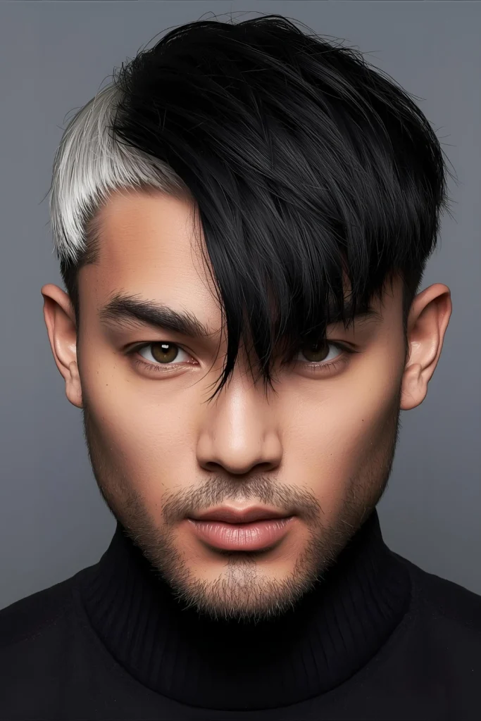 Two-Tone Disconnected Cut Create maximum impact with a stark two-tone color scheme that follows the lines of a disconnected cut. Think jet black on one side and platinum or electric color on the