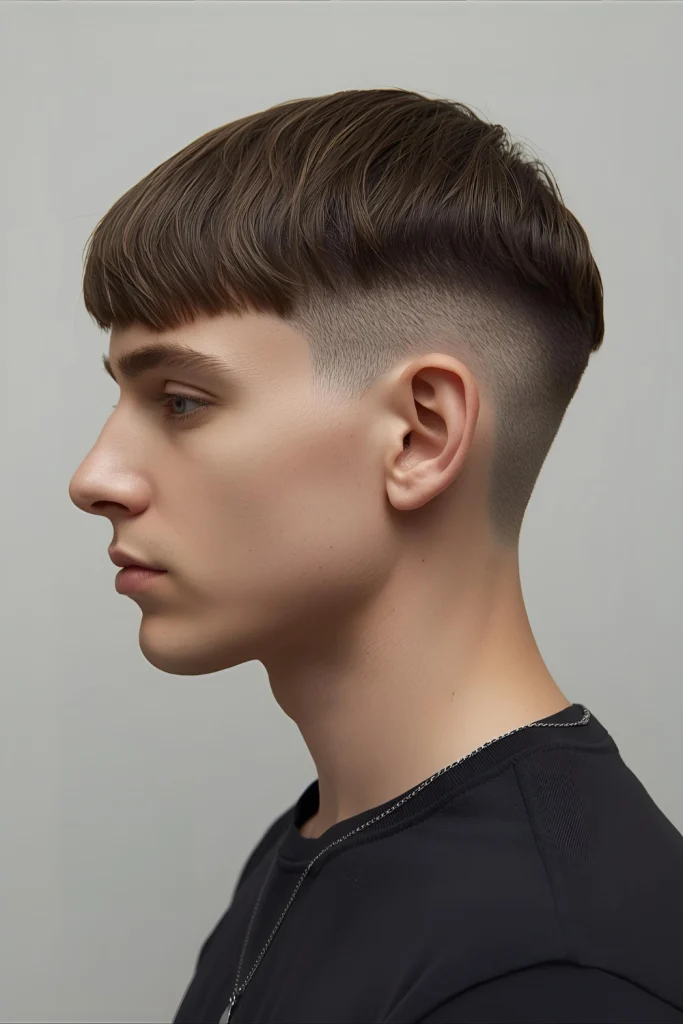 Caesar Cut Taper The Roman classic is modernized. The uniform length and fringe are kept, but a clean taper replaces blunt sides for a fresher silhouette.