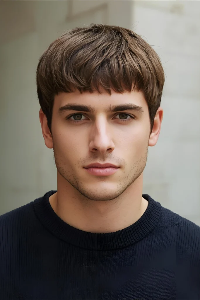 Classic Caesar Cut The Roman warrior’s cut never fails. Its uniform length and textured fringe are timeless, flattering, and require almost zero daily styling.