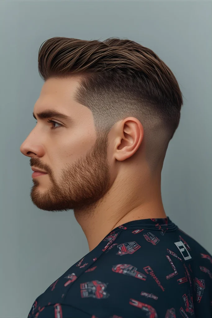Cross-Train Hybrid Fade Combines multiple textures—perhaps a tighter fade near the temples and a softer taper at the back—for a custom look that matches a multifaceted training regimen.