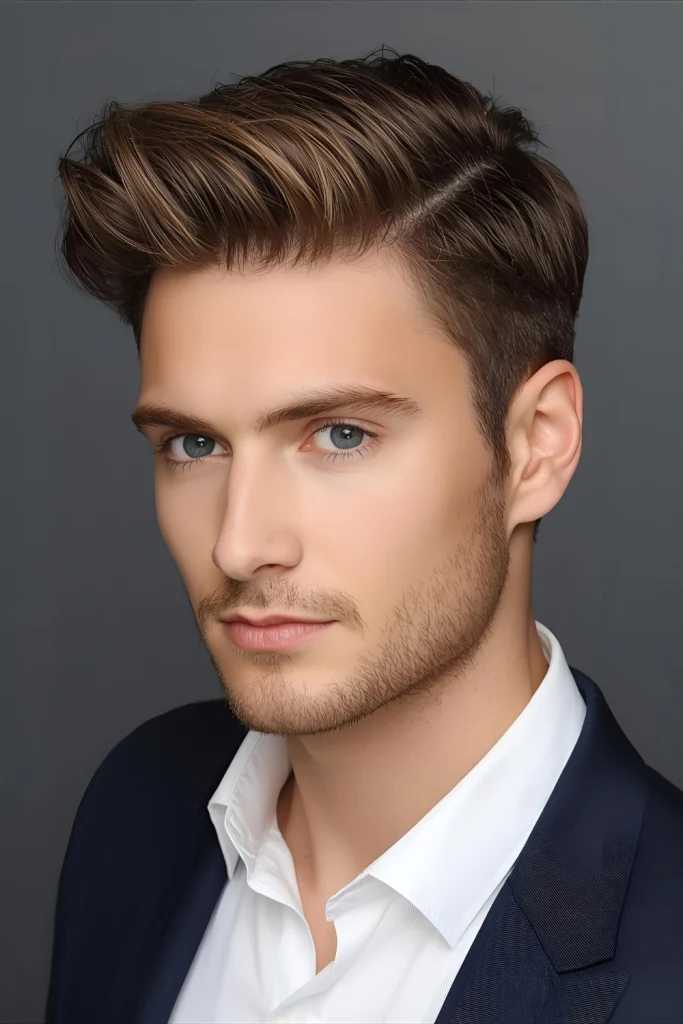 Gentle Man Perm with Side Sweep Romantic and soft, this perm adds subtle waves that are swept to one side. It’s a stylish, polished look that shows effort without being over the top.