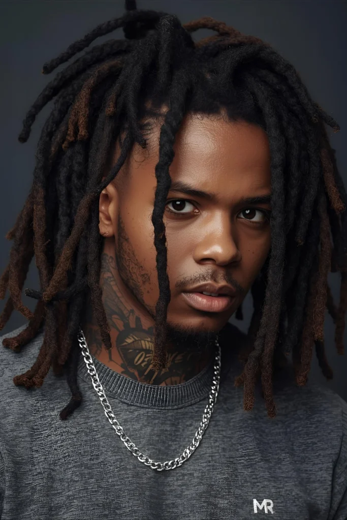 Half-Up Dread Style

Partially pulling dreadlocks up keeps hair out of your face while showcasing their length and texture. Perfect for active lifestyles.