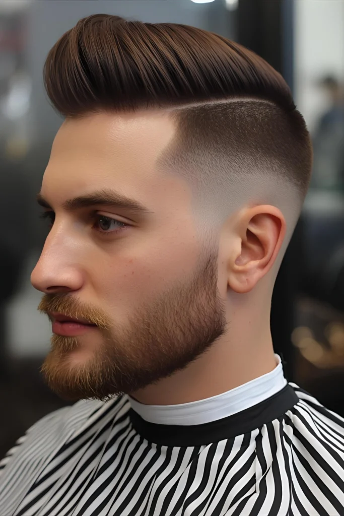 High Taper For maximum impact, the high taper starts at the temple, creating significant contrast that makes the hair on top appear thicker and more defined.