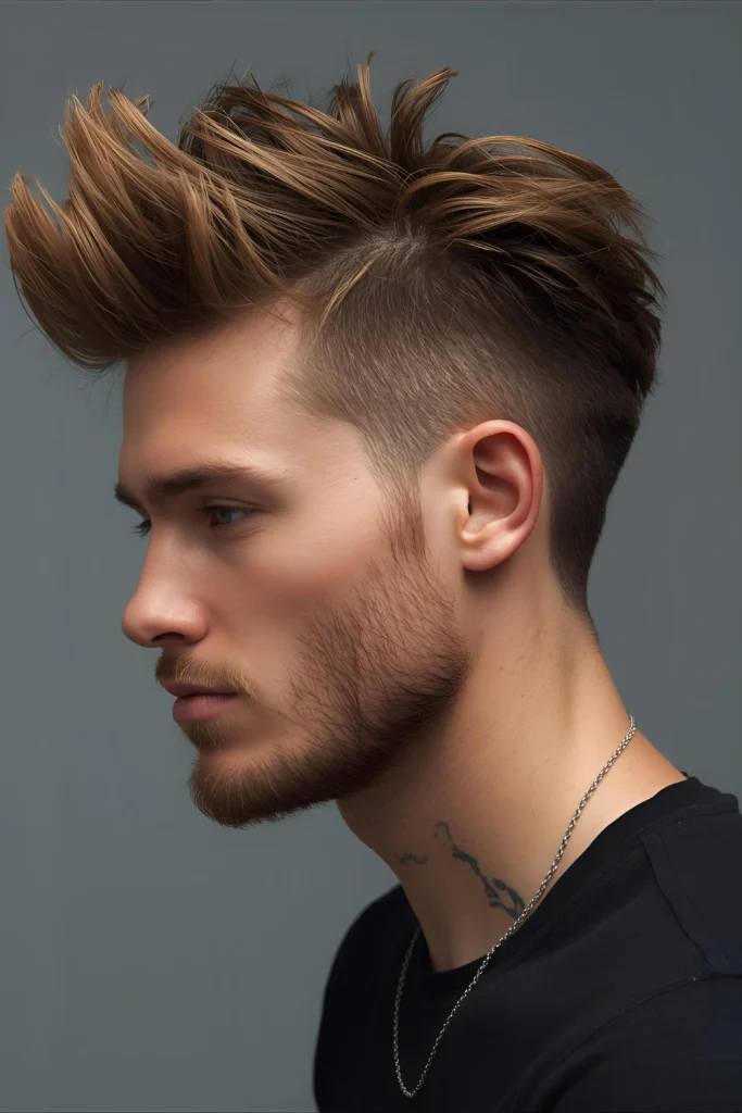 Messy Bedhead Faux Hawk Achieved with texturizing spray and a quick hand-style, this looks like you just rolled out of your tent ready to rock.