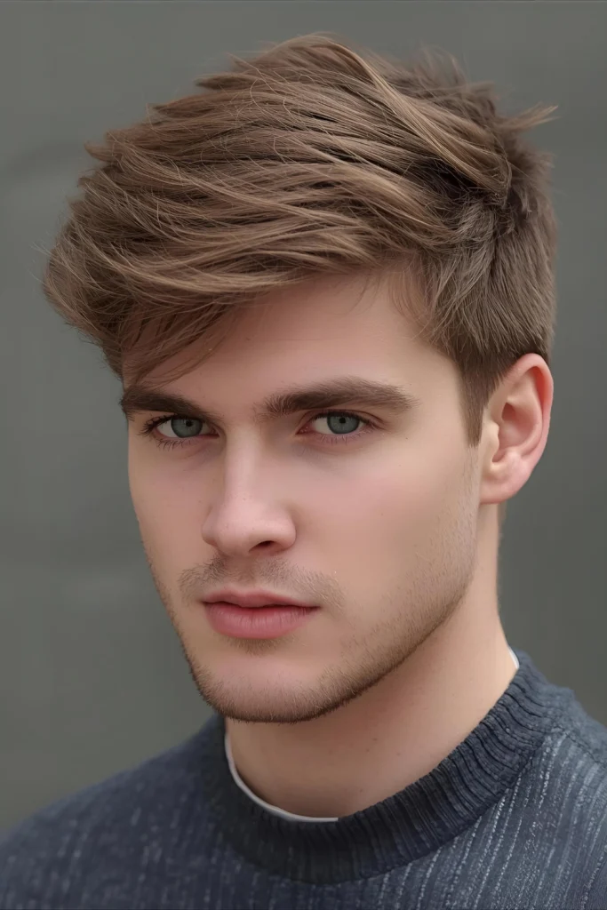 Modern Tousled Fade Style

A choppy, tousled fringe with a sharp mid-fade creates a dynamic, modern look that adds height and structure.