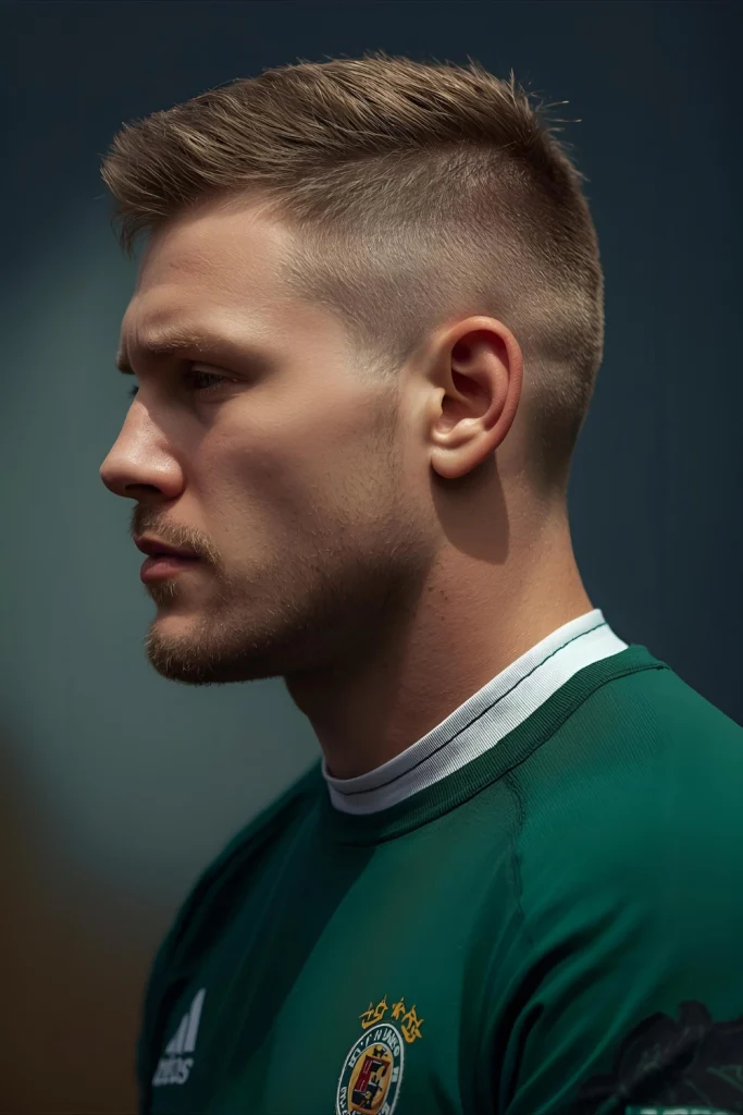 Rugby Player’s Tough Crop Short and resilient. This style can take a knock and still look good, with a mid fade that’s easy to maintain during a long season.