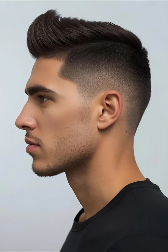 Short Textured Crop Hawk A very short top is textured upward into a subtle hawk—great for hot festivals and low fuss.