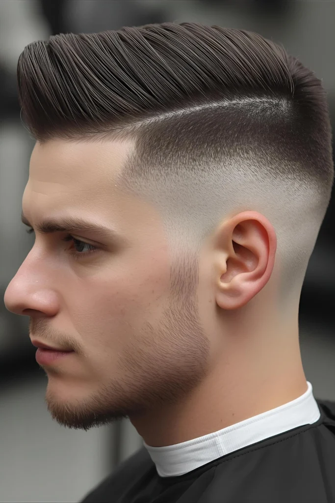 Skin Fade Faux Hawk The sides are taken down to the skin, creating the maximum possible contrast with the textured ridge.