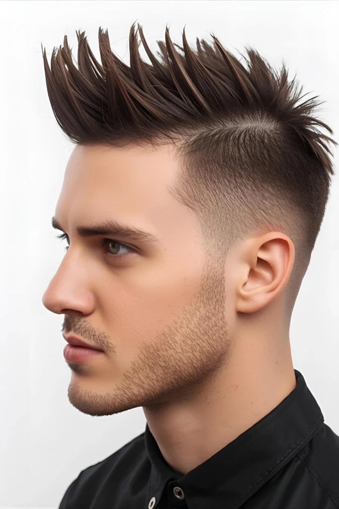 Spiky Faux Hawk Sharp, defined spikes run down the center for a more aggressive, high-impact look that channels classic punk energy.