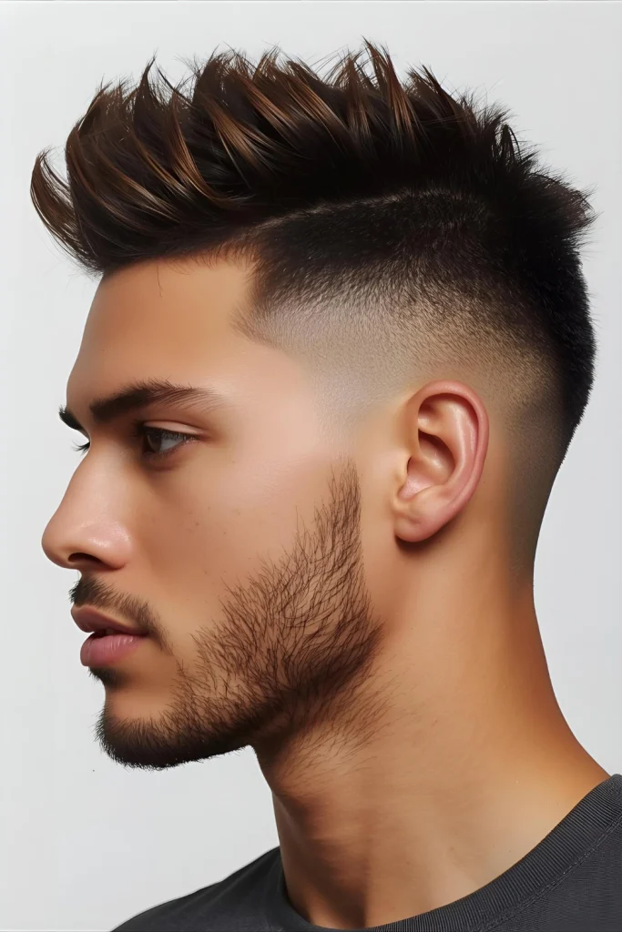 Sprint Spikes Mid Fade Short, directional spikes throughout the crown offer a dynamic, energetic look. The mid fade ensures sides stay clean and won't interfere with sports headphones or gear.