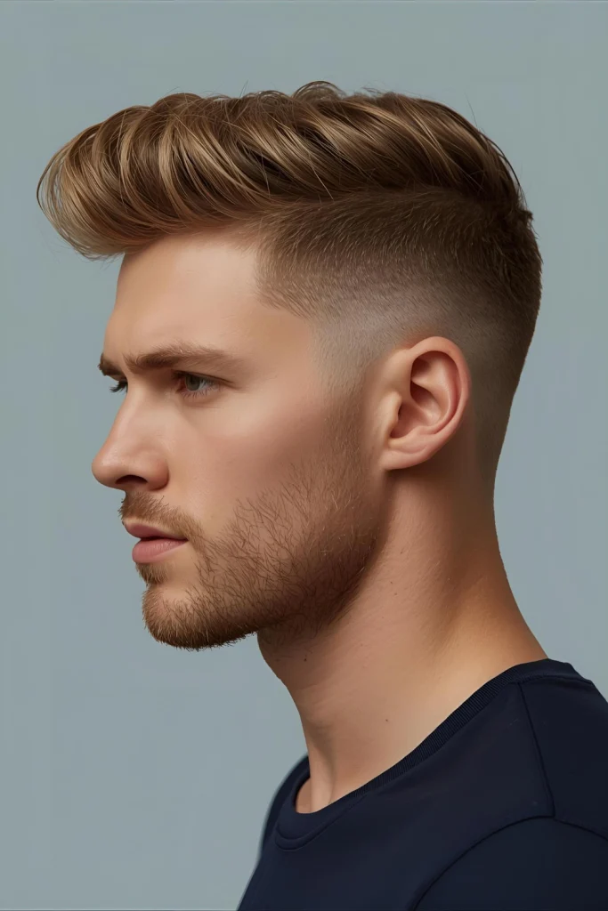 Surfer’s Textured Fade Beachy, piece-y texture on top mimics salt-water waves, while the mid fade keeps the style contained and modern.