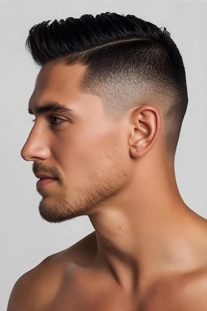 Swimmer’s Tapered Fade A slightly longer top is textured for quick drying, while the mid fade reduces drag and bulk. Perfect for water sports and athletes who frequently shower post-workout.