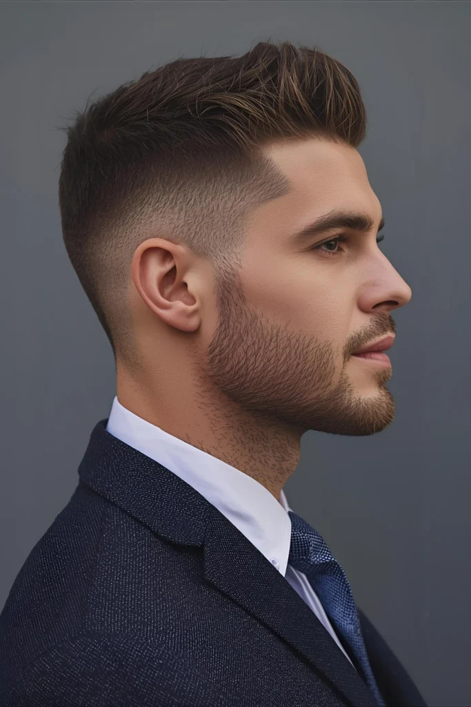Textured Business Crop Short, piece-y, and impeccably groomed. This low-maintenance cut uses texture to add style without sacrificing professionalism. It’s the ideal “5-minute style” for busy mor