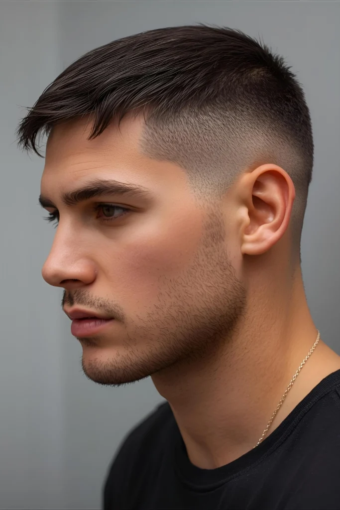 Textured Crop with Disconnected Fade A stark, noticeable disconnect (no blending) between the textured top and faded sides for a high-fashion, architectural feel.