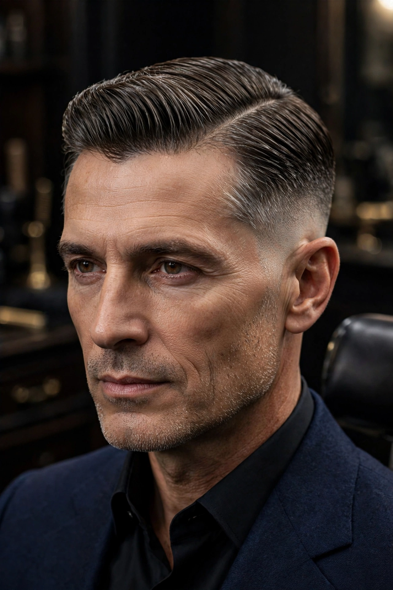 Old money haircut men — classic side part with low fade, the polished timeless look