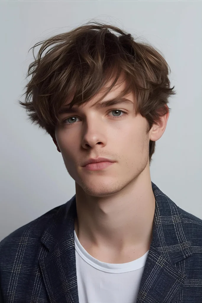 The Cool Messy Look Loose, messy bangs and a choppy top with faded sides offer a laid-back, artistic vibe that’s perfect for creative types.