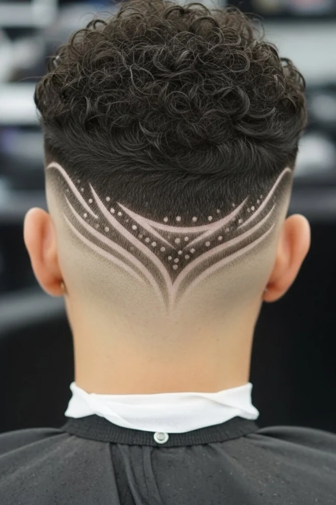 The Curly Crop with Designs in Fade