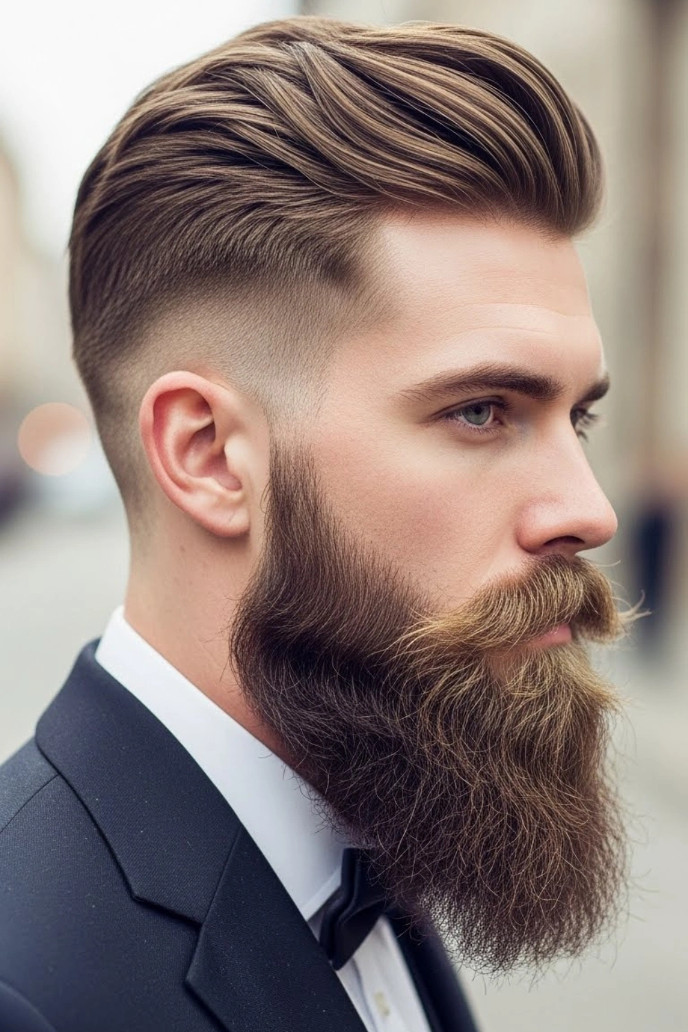 Slick back undercut with beard for men 2026