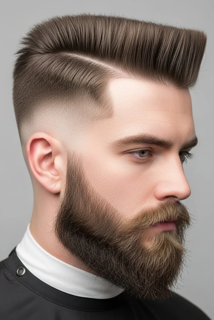 The Flat Top with Hard Part &amp; Beard