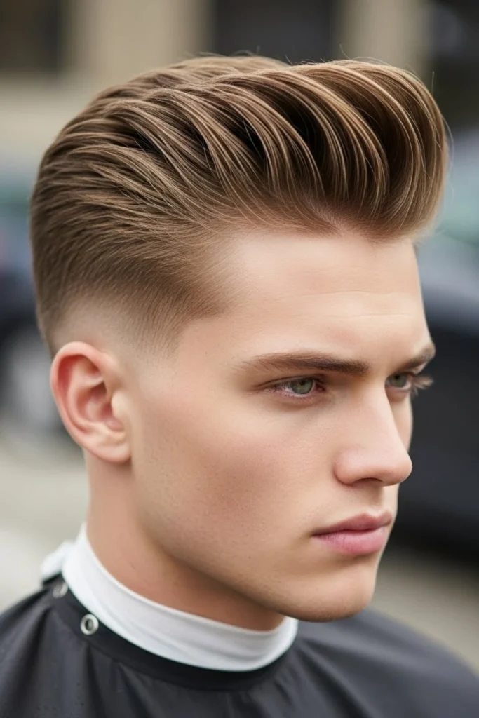The Ivy League Pompadour Hybrid with Low Fade