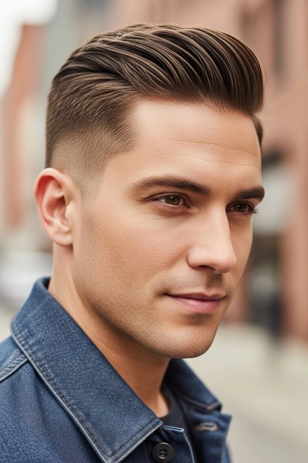 Old money haircut men — sharp side part with fade and a clean polished finish
