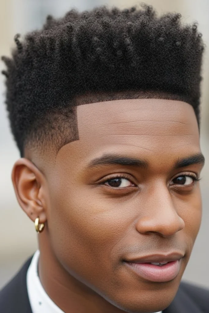 The Temp Fade with Curly Top