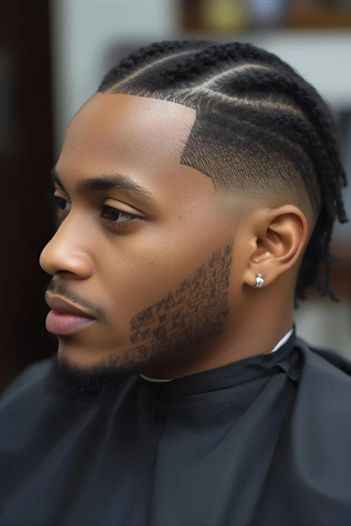 Two-Strand Twists with Temple Fade Protective styling meets precision barbering. Neat two-strand twists are paired with a sharp temple fade, creating a look that's both culturally rooted and fash