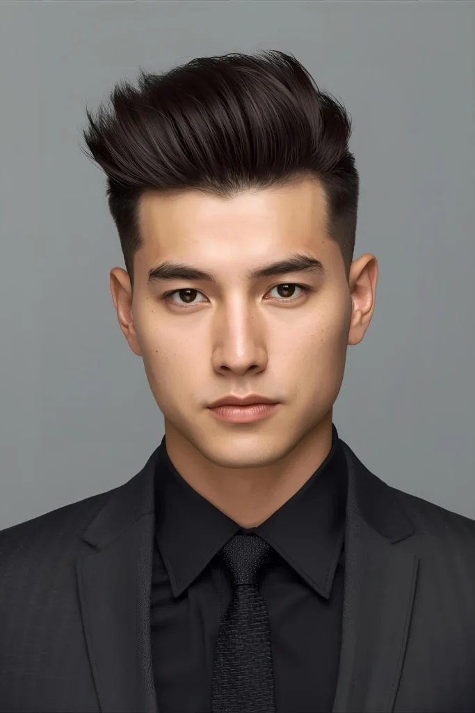 Voluminous Quiff Create height and drama at the front for a confident, stylish statement. This works especially well with thicker Asian hair and is perfect for making a memorable impression.