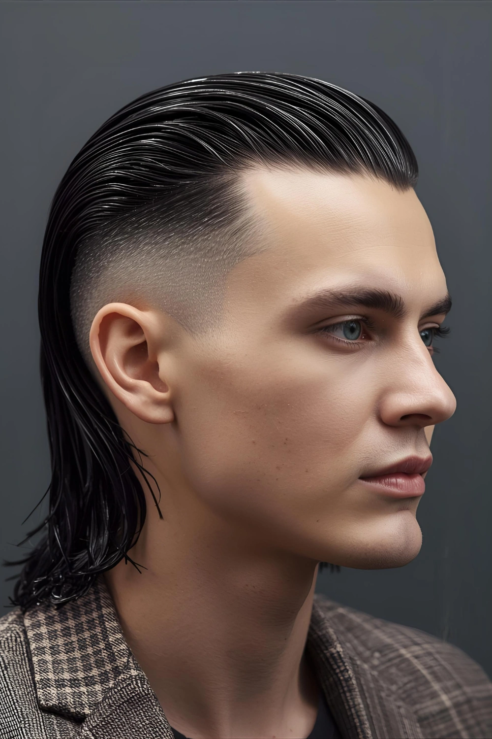 Slick back undercut for men 2026 with a sculptural drop fade