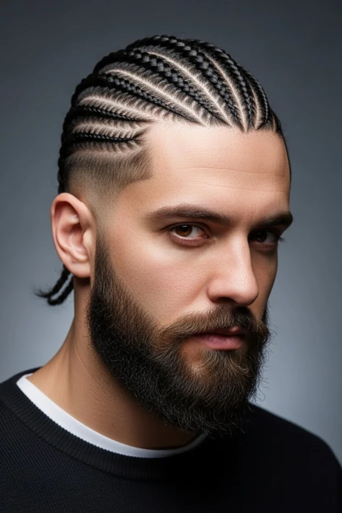 Braids With Beard Fade