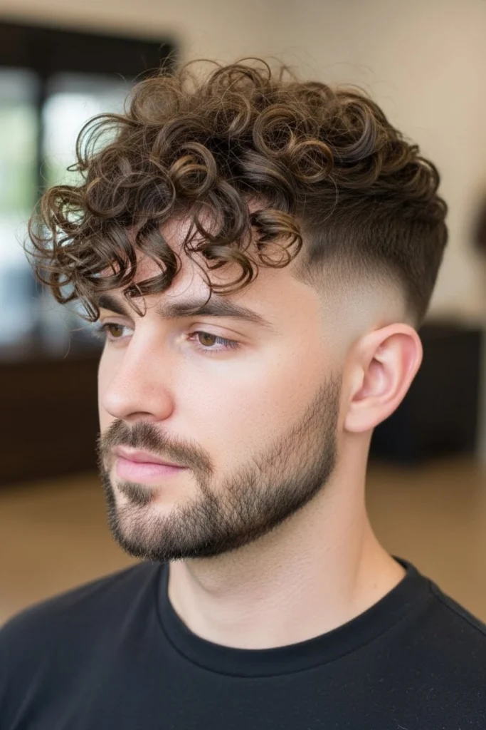 Drop Fade with Curly Top