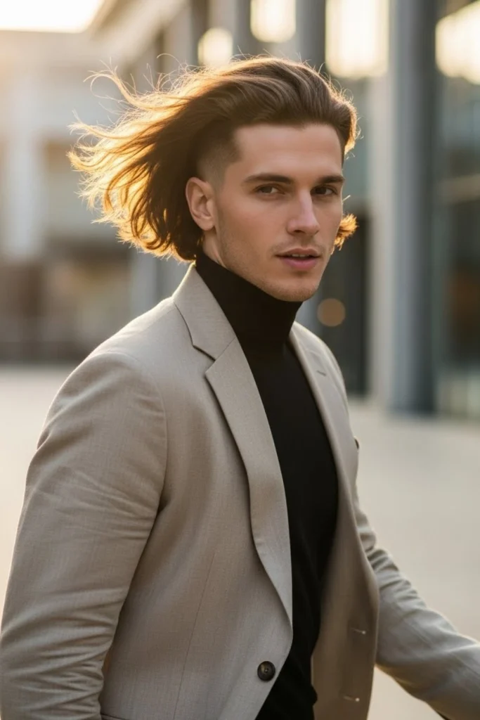 Low Fade with Long Hair on Top
