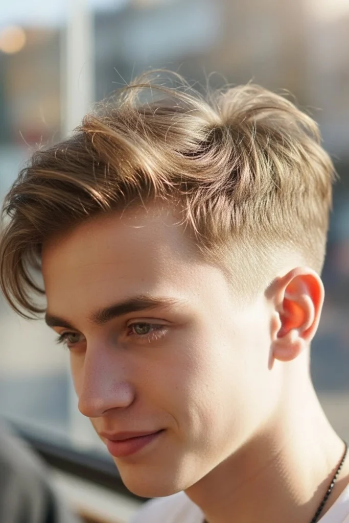 Low Taper Fade with Messy Top