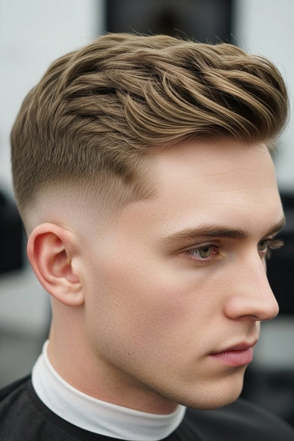 Textured taper fade men — low taper fade with textured crop, clean 2026 style