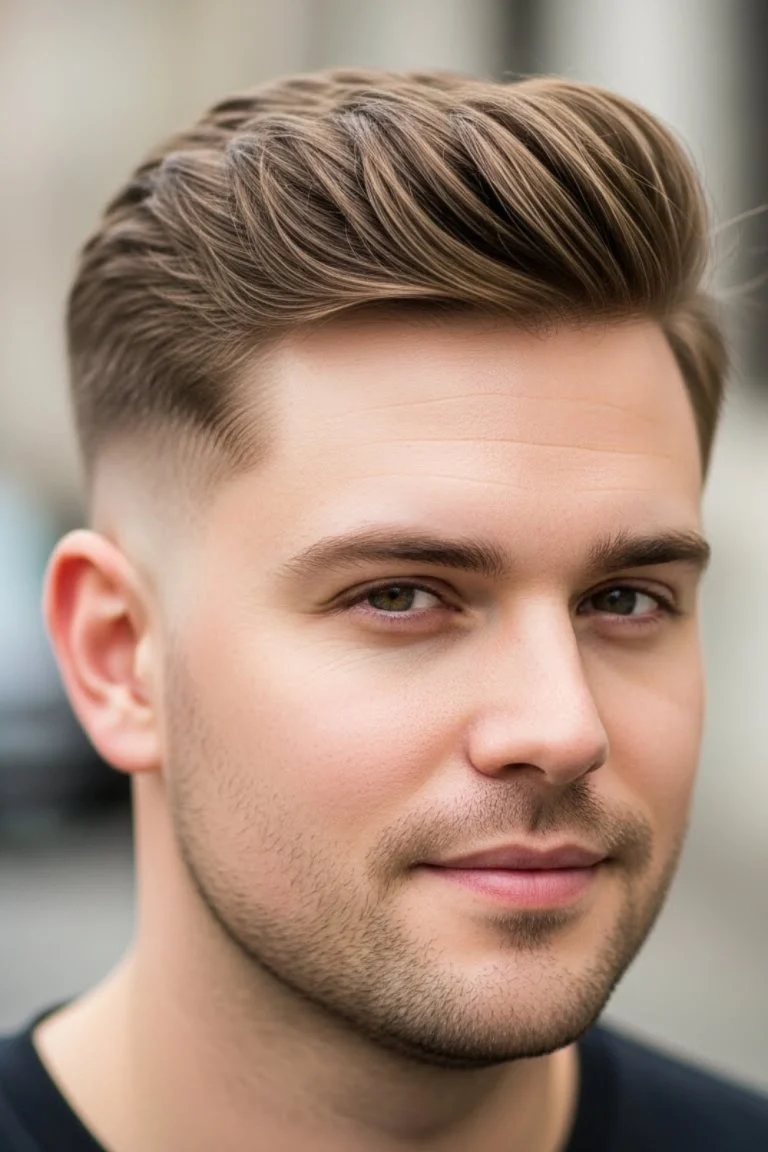Mid Fade Haircut for Round Face Men