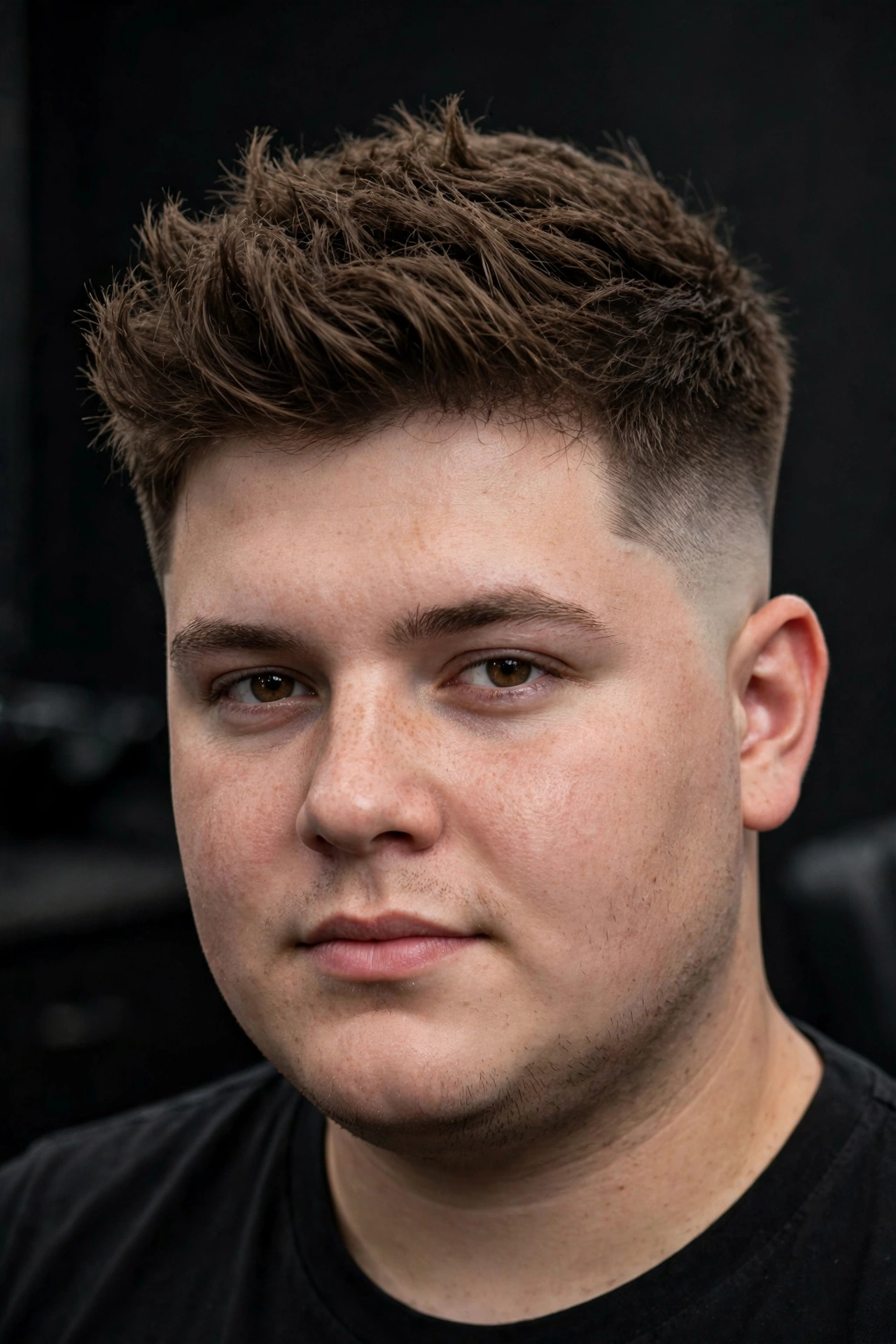 Mid Fade Haircut for Round Face Men