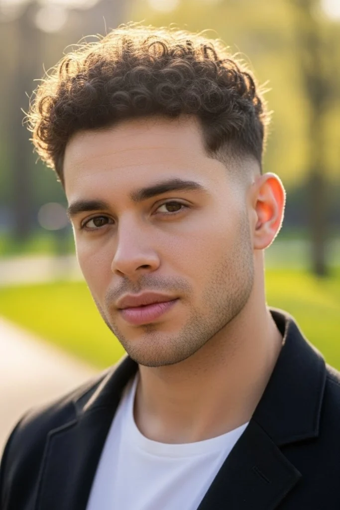 Mid Fade with Curly Texture