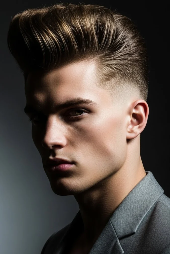 Mid Fade with Pompadour