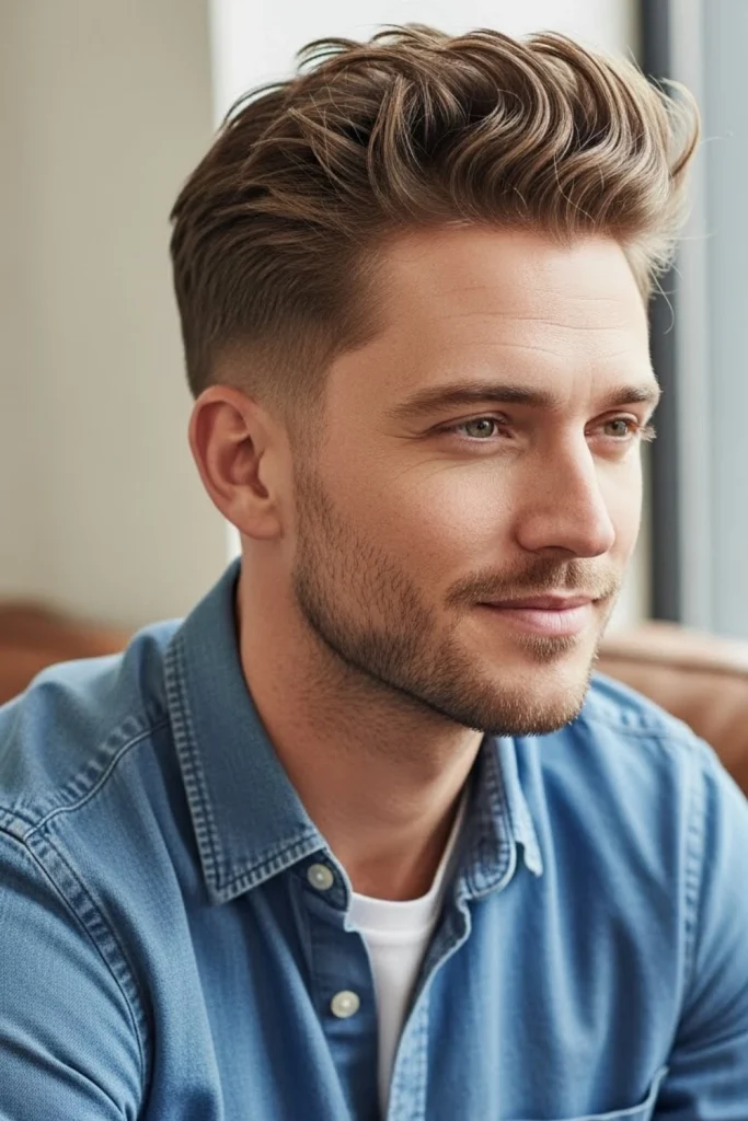 Mid Taper Fade with Messy Top