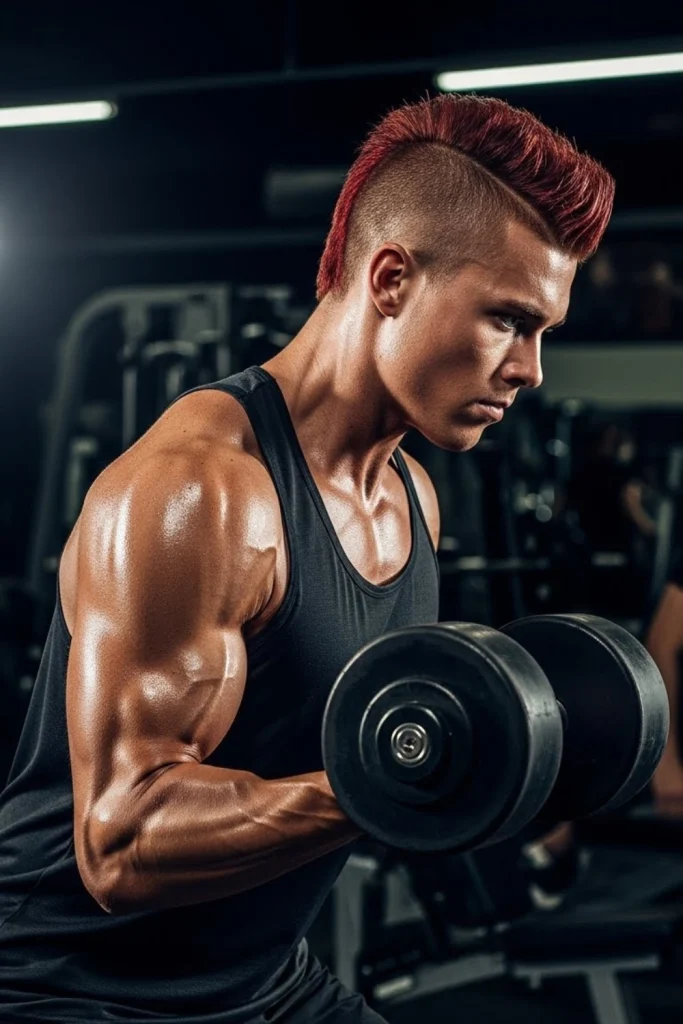 Short Red Faux Hawk for Active Men