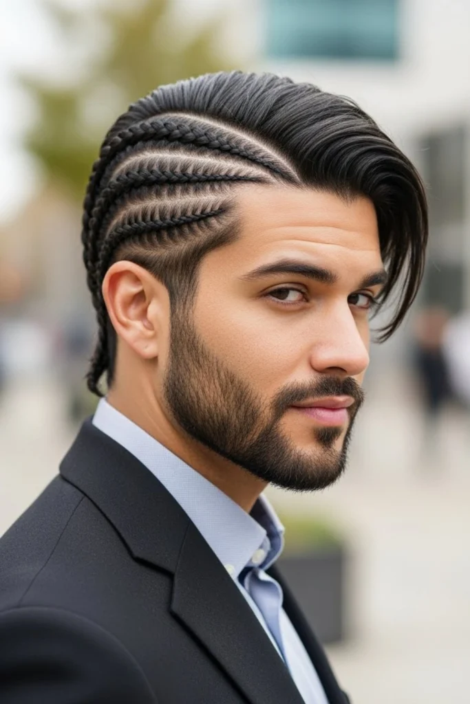 Side-Parted Cornrows