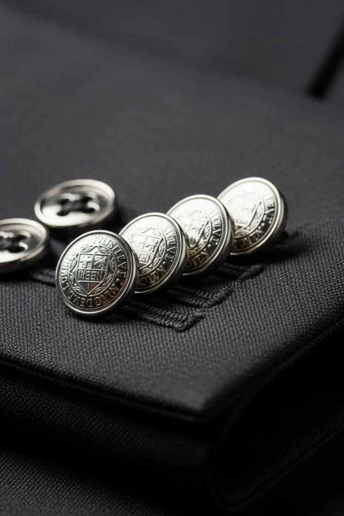 Silver Buttons Detail Suit