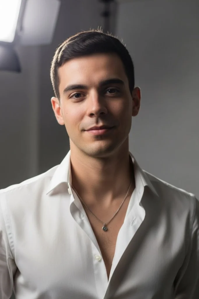 Silver Chain Over Formal Shirt