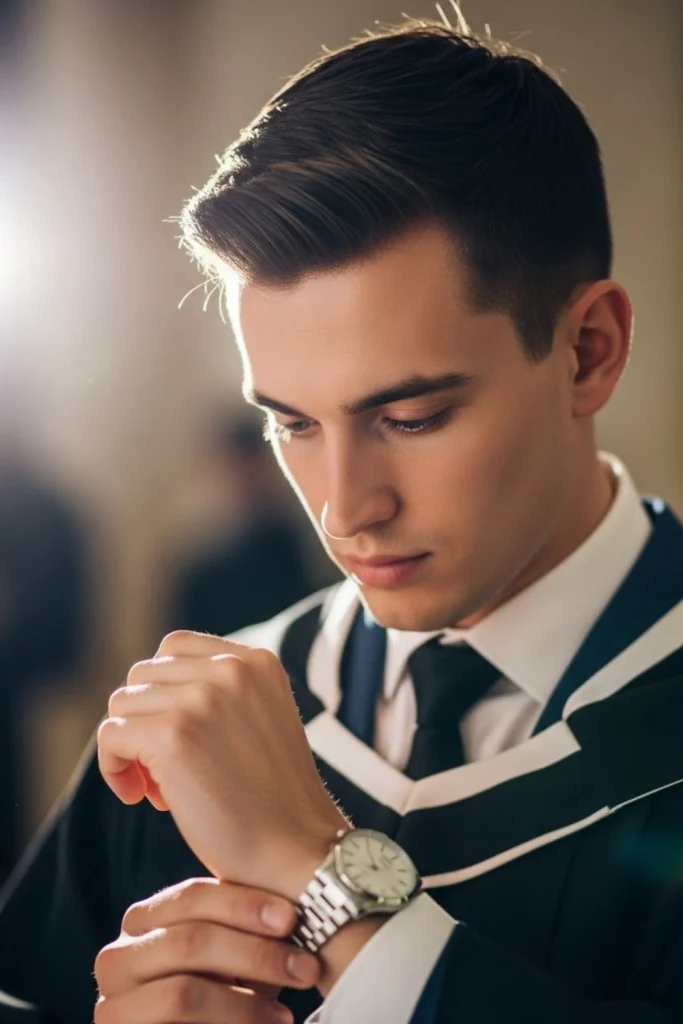 Silver Watch-Focused Formal Look