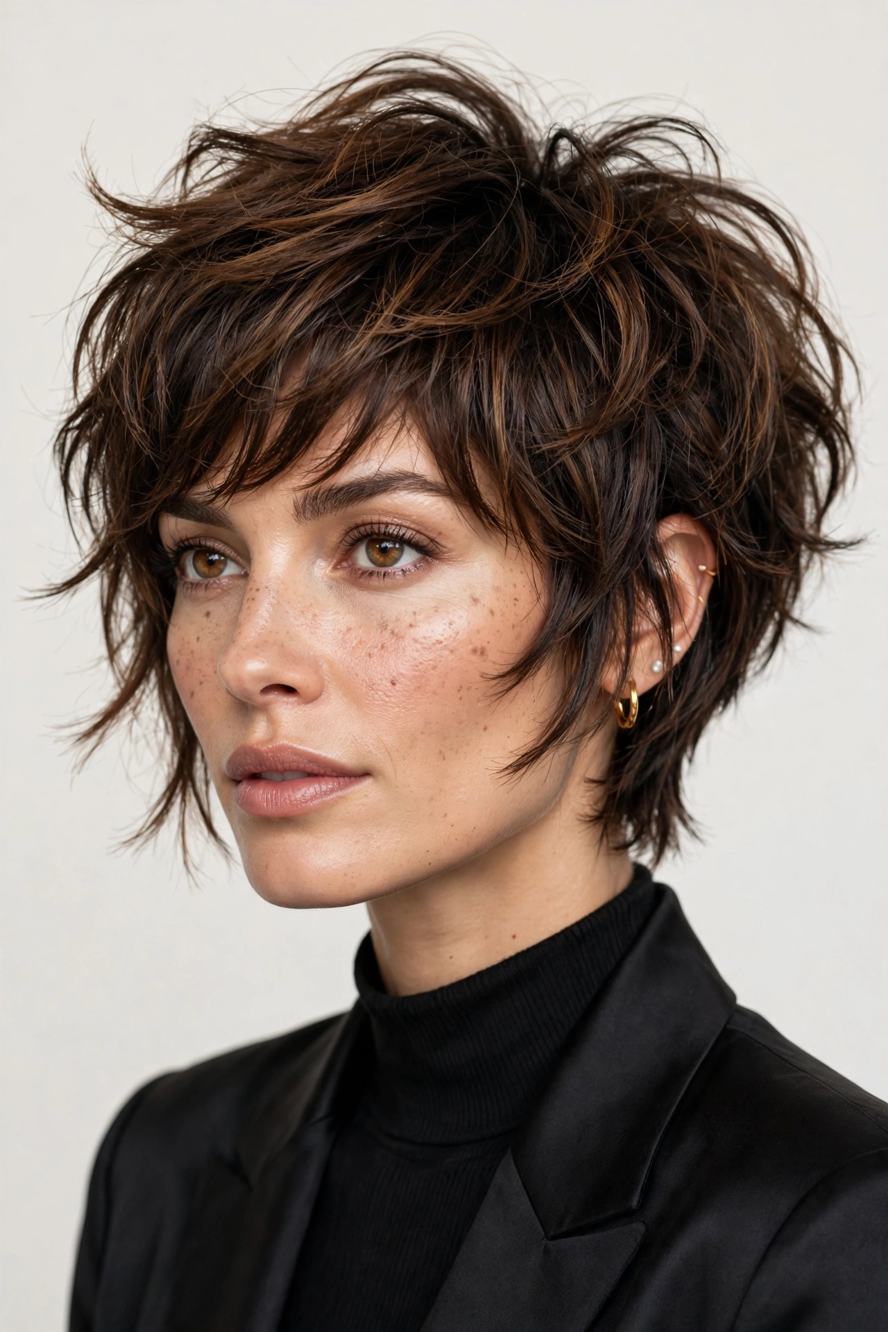 Bixie cut women — classic bixie cut with feathered layers, 2026 inspiration