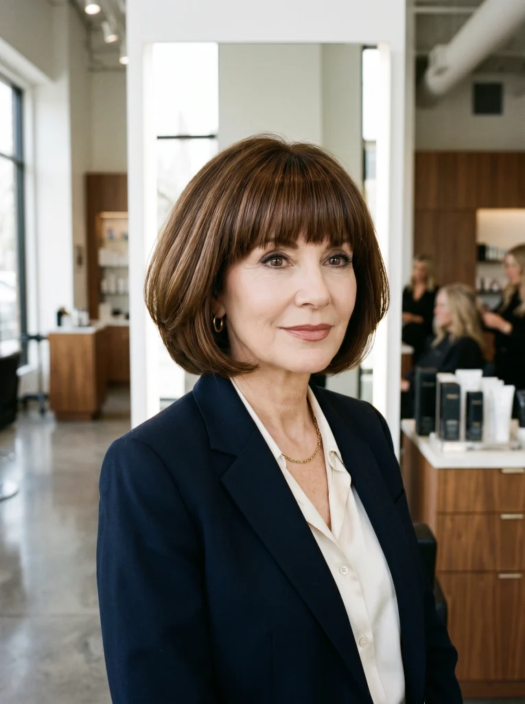 Classic Rounded Bob with Full Bangs