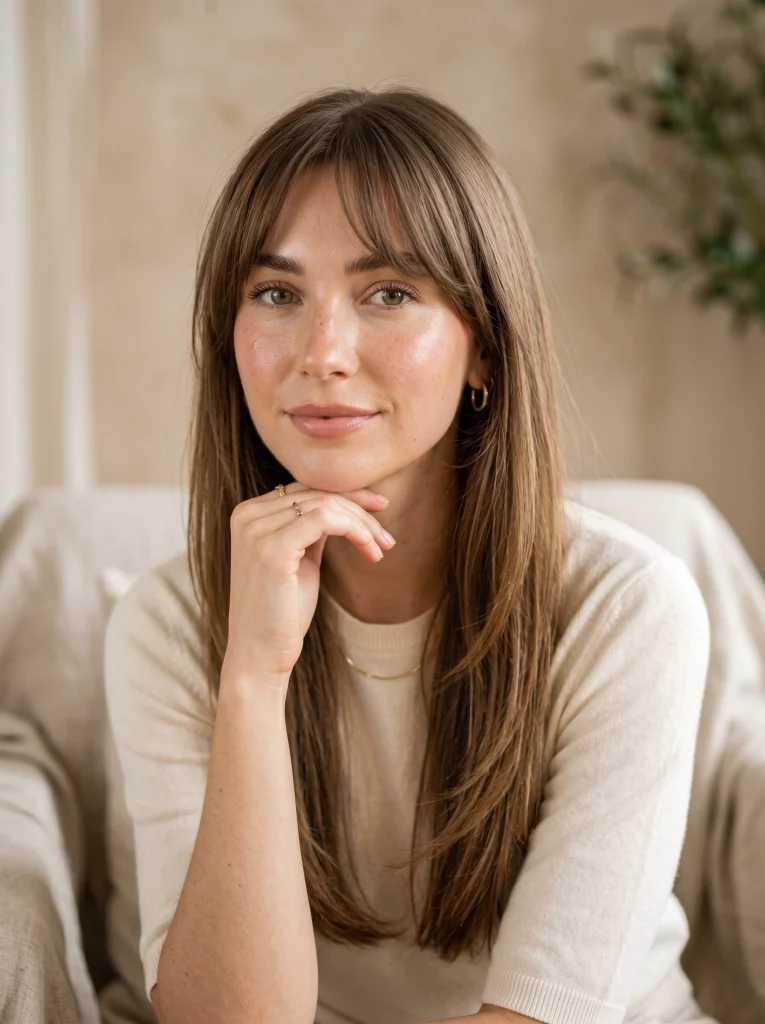 Butterfly haircut women — butterfly with curtain bangs, long layered hair 2026