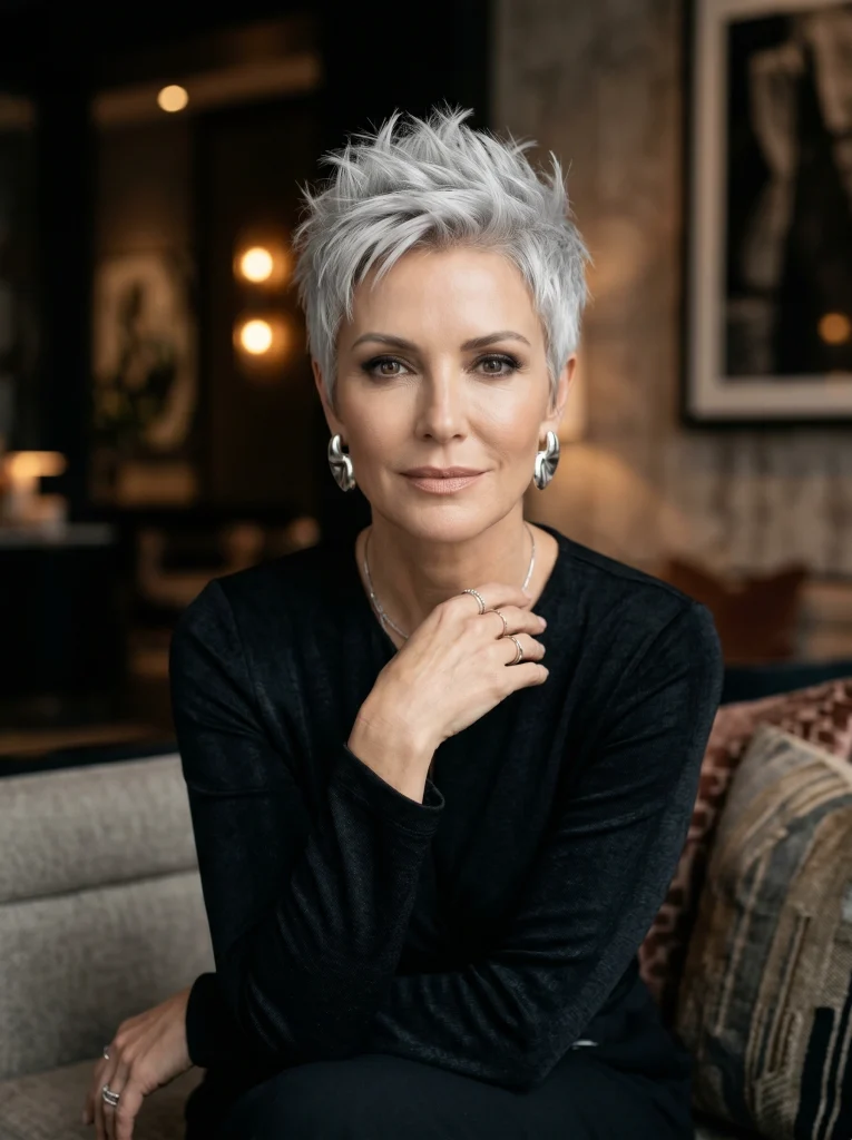 Edgy Silver Spiky Cut