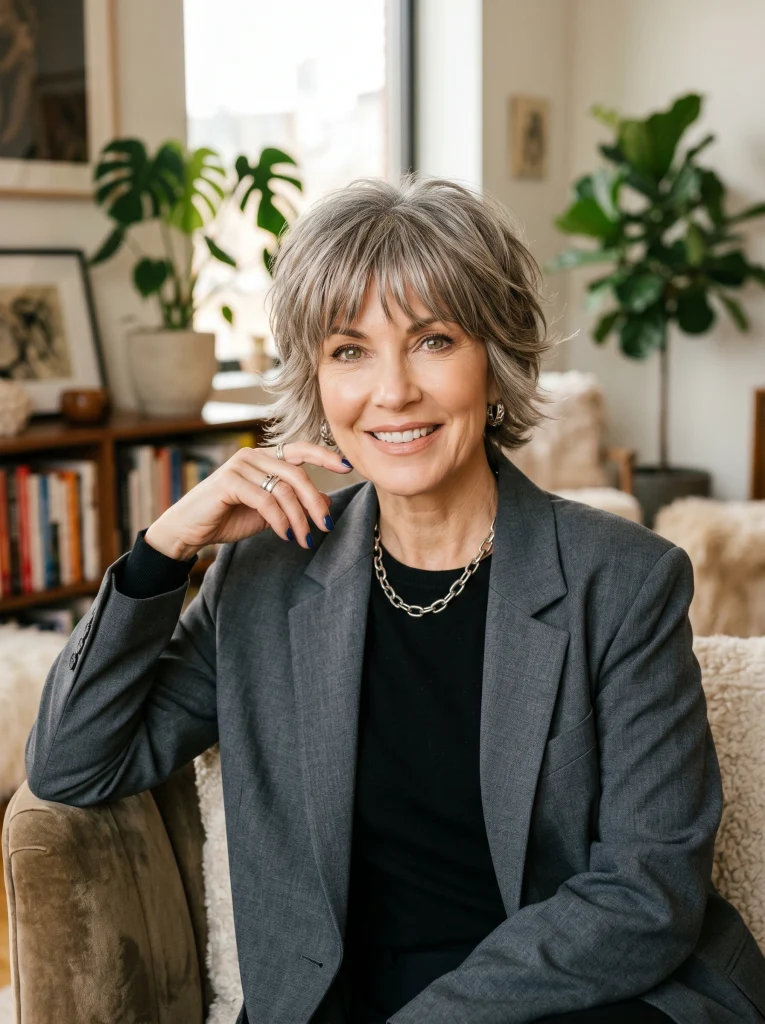 Layered Crop with Textured Bangs
