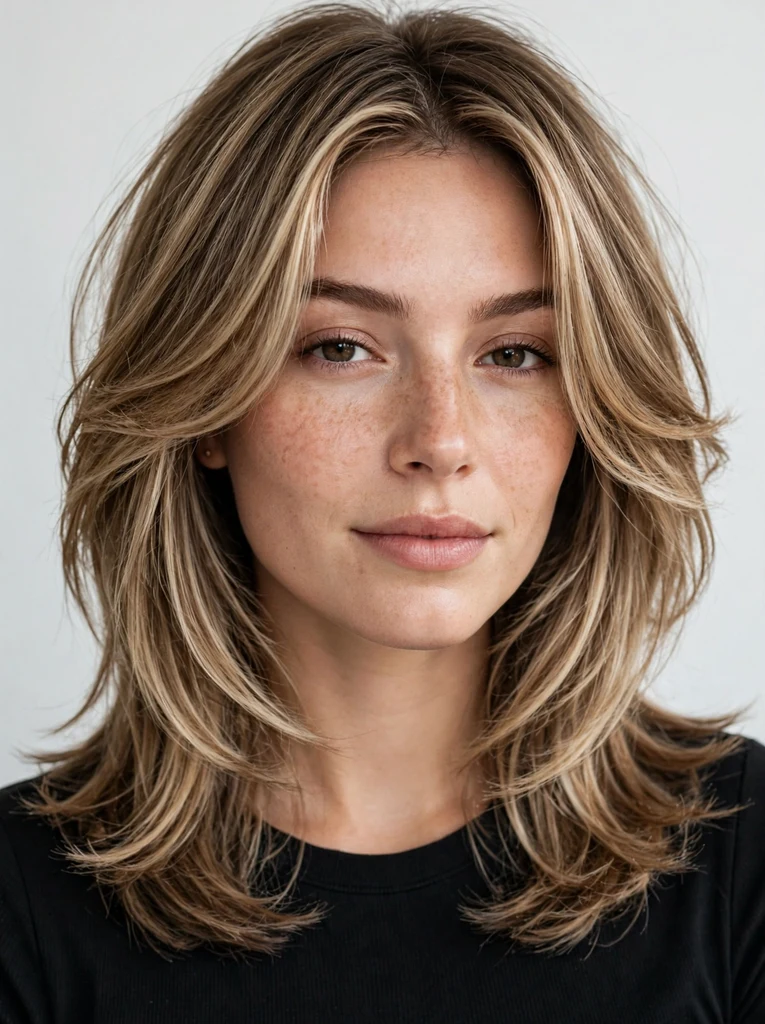 Face-framing layer cut mid-length hairstyle